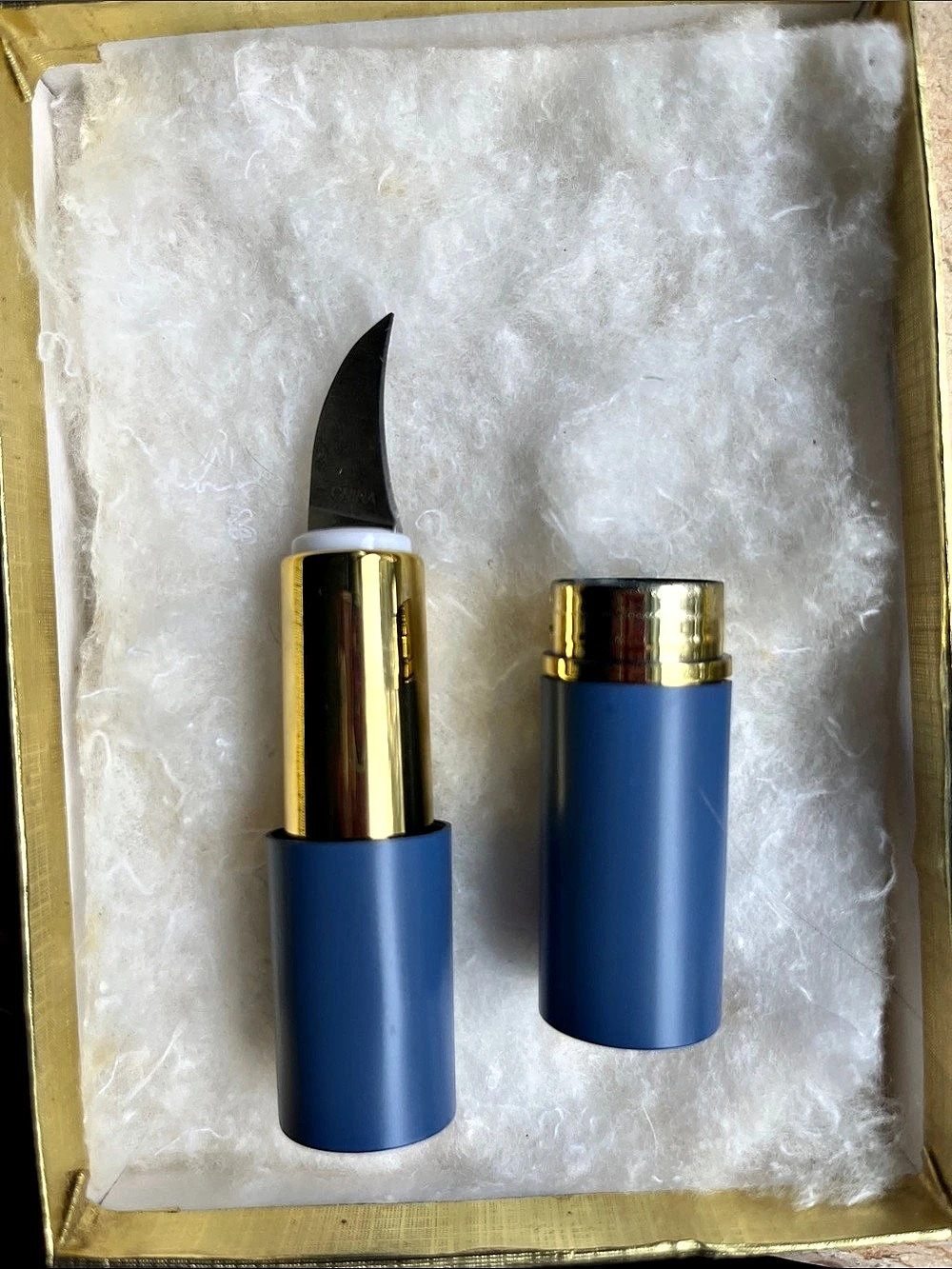 Blue & Gold Lipstick with Hidden Blade NWT